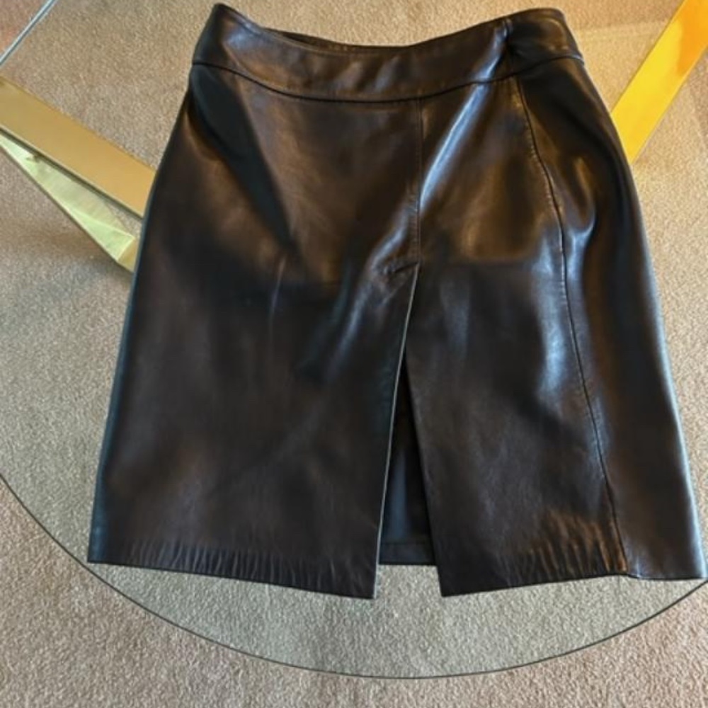 Black Lamb Leather Skirt